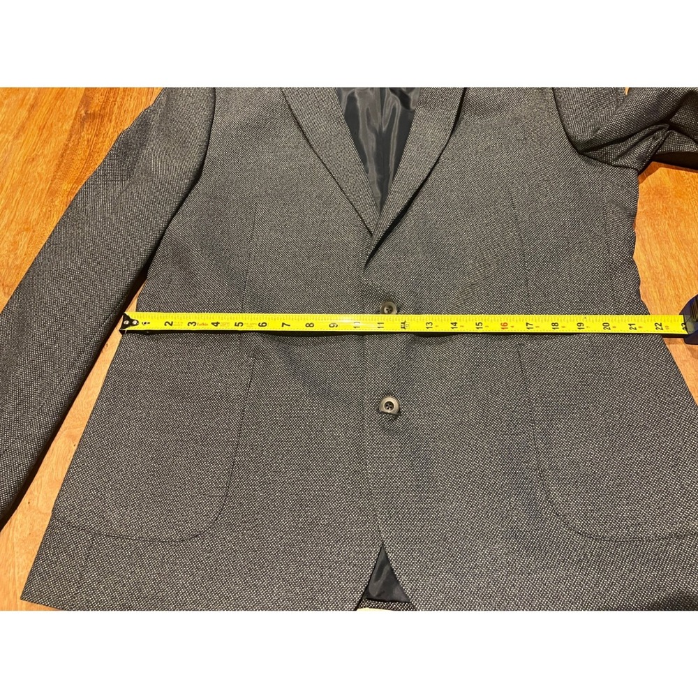 Stafford Mens 48R Grey Micro Pattern Blazer Sport Coat Brown Elbow Patches - Picture 8 of 12
